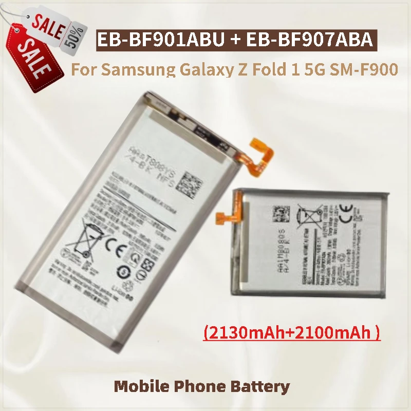 

High Quality Phone Battery (2130mAh+2100mAh )EB-BF901ABU EB-BF907ABA For Samsung Galaxy Z Fold 1 5G SM-F900 Replacement Battery