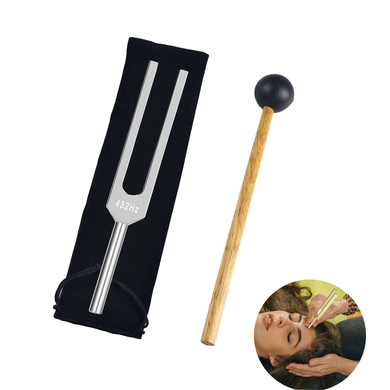 Miwayer 432Hz Tuning Fork Set w/gavel /Bag/Cleaning Cloth/for Healing, Relaxing, Strengthen Chakra, Reliever Stress