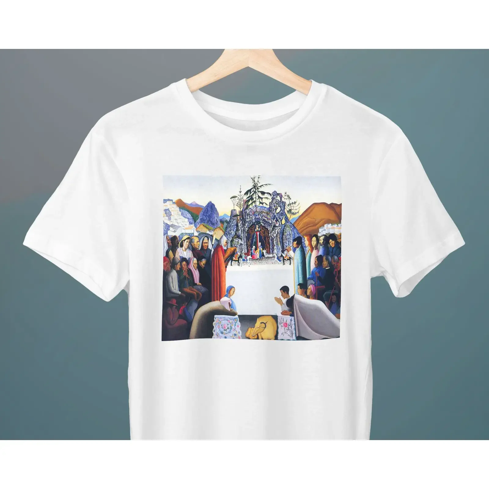 Joseph Stella Jesus Gathering Art Print T Shirt Casual for Lovers  vintage Washed Slightly Unisex graphic streetwear Stylish