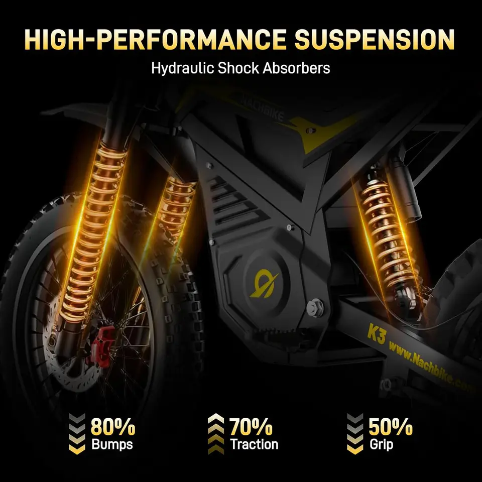 K3 Electric Dirt Bike 4700W Mid-Drive Motor 42MPH 55 Mile Range E-Bike 60V 25Ah Battery 17''14'' All-Terrain Electric Motorcycle image 6