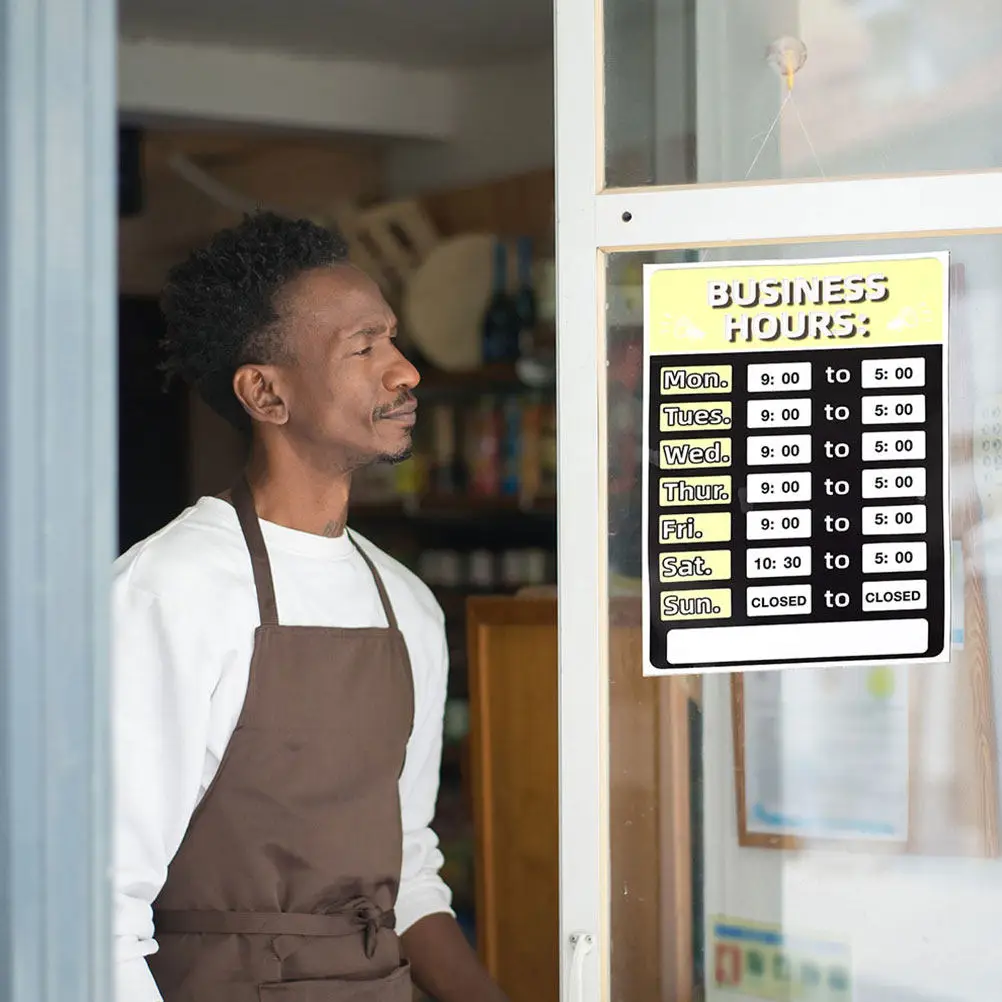 

2 Sheets Business Hour Sticker Pack Prominently Marked Flexible Adjustment Opening Hour Labels for Commercial Use