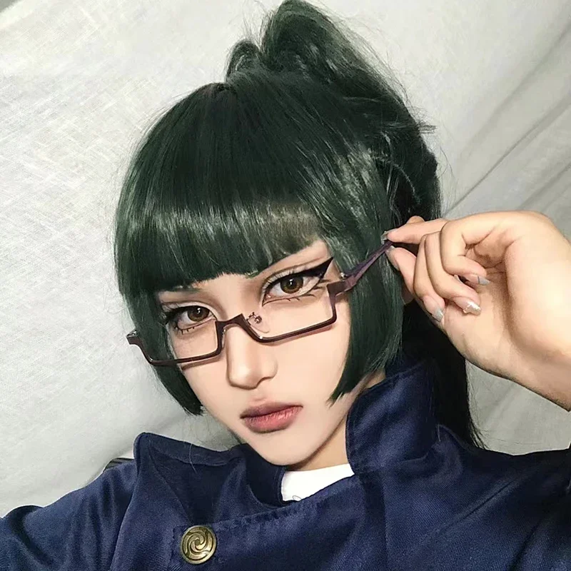 Anime Zenin Maki Cosplay viola mezza montatura occhiali accessori puntelli Unisex metallo rettangolare occhiali da vista decorazione