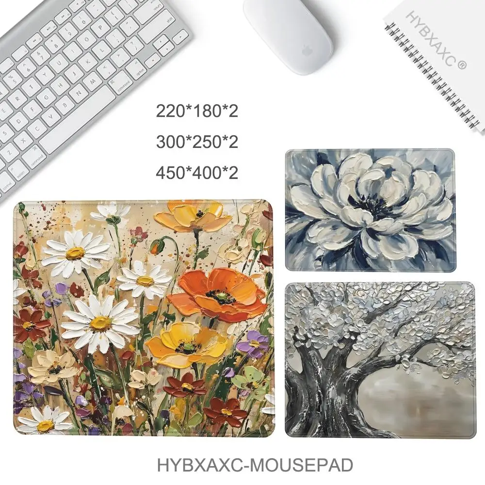 Colorful wildflowers Mouse Pad 40X45 Large Square Computer Office Game Table Mats Rubber Anti-slip Mousepad Small Decor Desk Pad