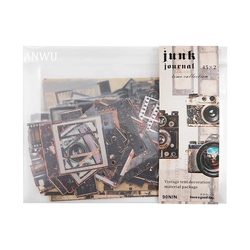JIANWU Time Collection Series Vintage Wall Film Label Landscape Collage Decor Material Package Creative Junk Journal Stationery