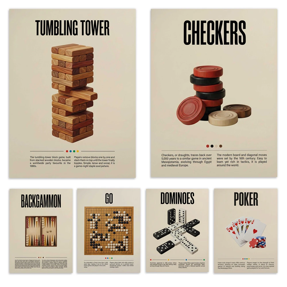 Go board theme, playing cards, strategy game posters, retro game room and men's exclusive space gifts