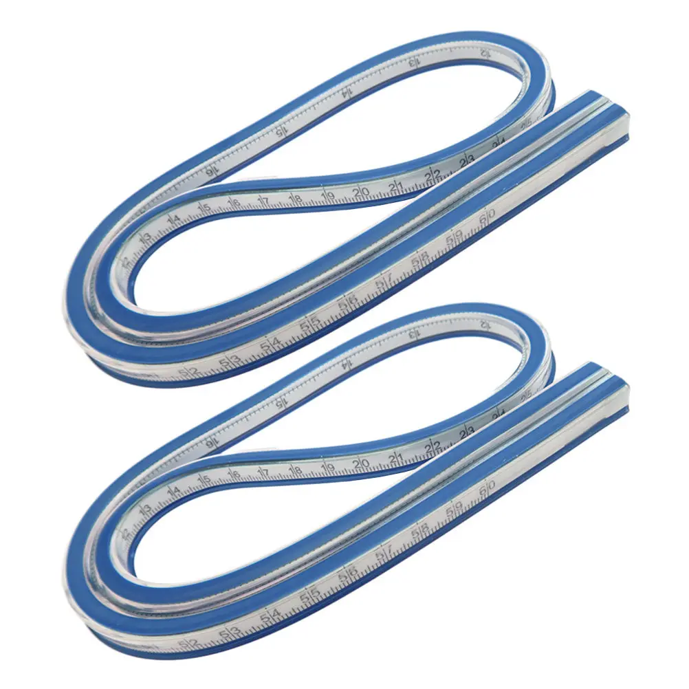 

2Pcs Flexible Curve Ruler Soft Rubber Metal Bendable Sewing Ruler for Apparel Drafting French Curve Drawing