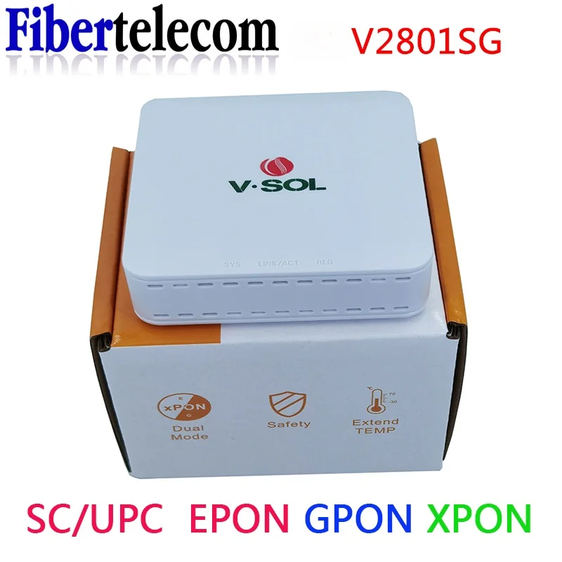 VSOL ONT VS2801SG GPON 에폰 XPON FTTH Onu 모뎀, 1GE 터미널, PPPOE ZTE 칩, VSS2801SE 브리지 루트 듀얼 모드 