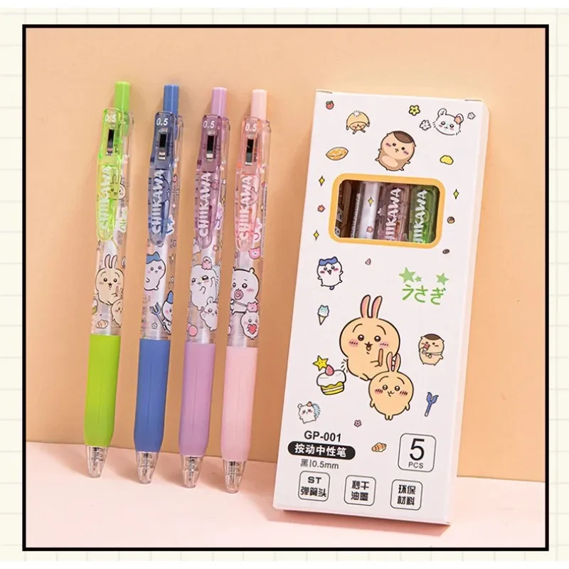 5 Stück Cartoon Kawaii Gelstift 0,55mm Nachfüllbarer Druckstift Schwarzer Stift Schüler-Schreibwaren Schulbedarf Animations-Geburtstagsgeschenk – Detail 4