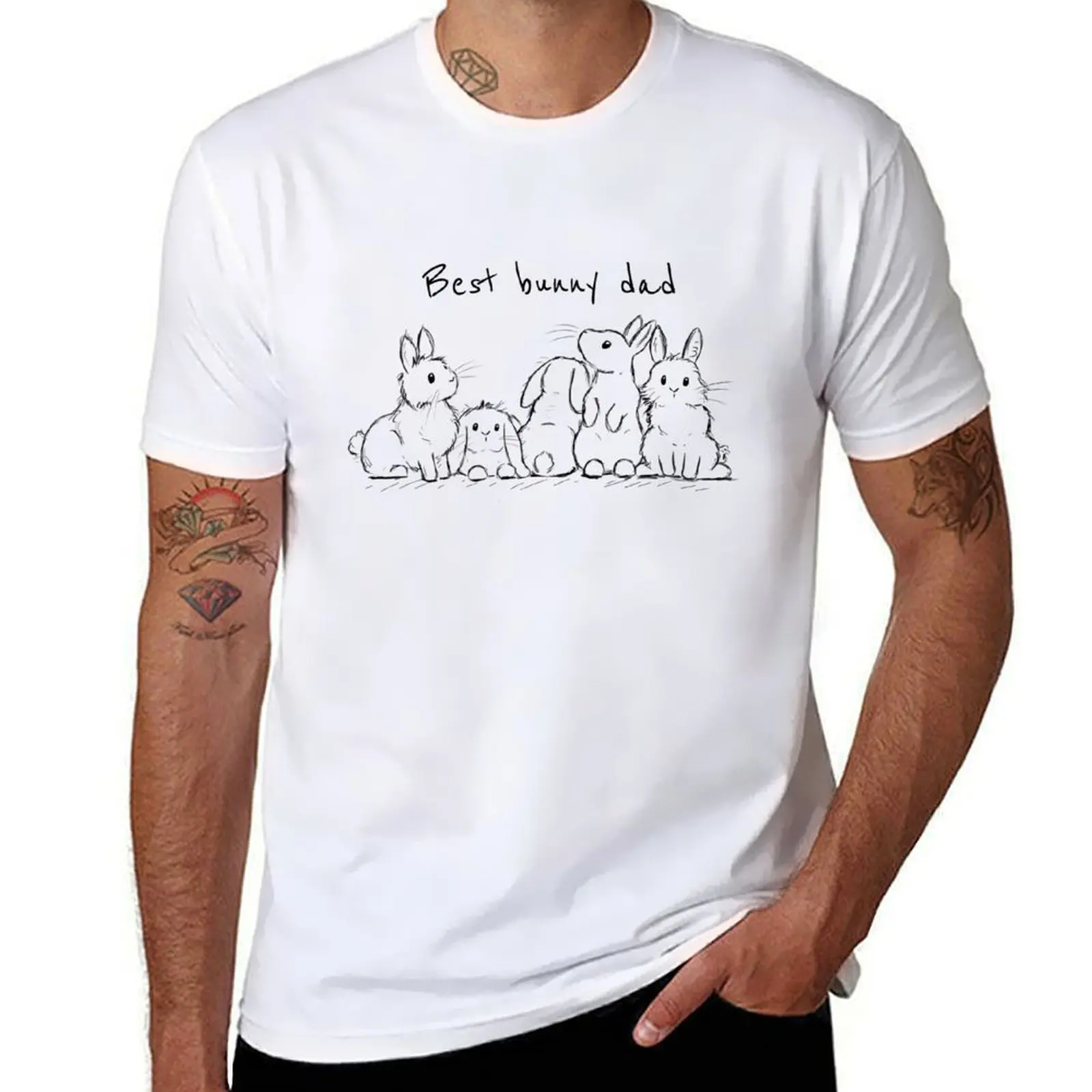 Best bunny dad Father’s Day design T-Shirt Big Size Short Sleeve Tee for Men