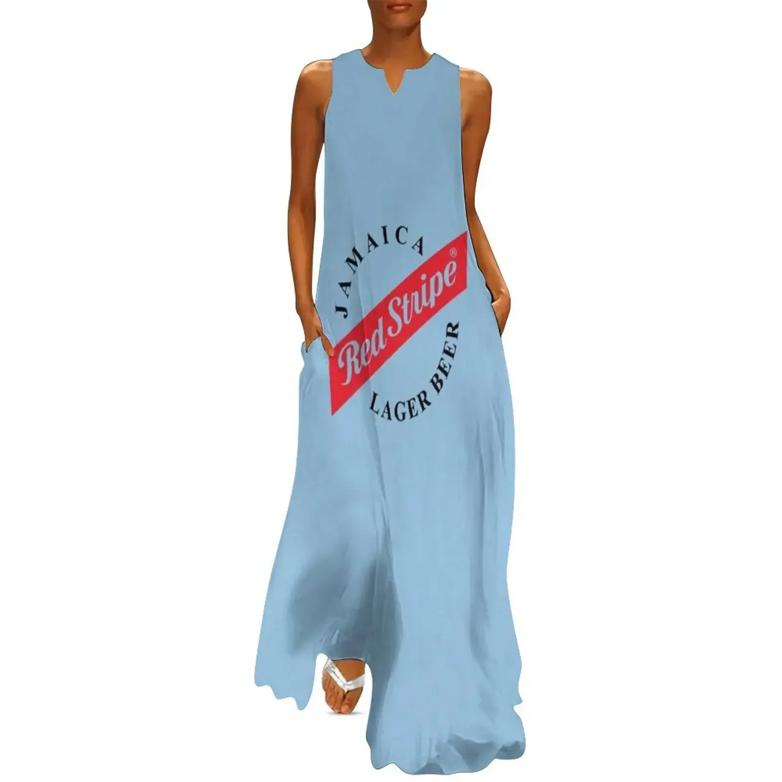 ジャマイカレッドストライプクラシック Tシャツロングドレス女性のイブニングドレス 2025 女性のサマードレス 2025 レディースドレスドレス