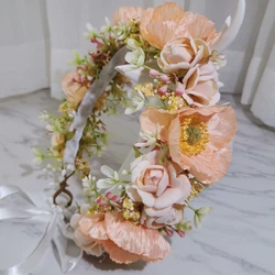 Poppy Flower Crown Headbands Women Hair Accessories Wedding Head Wear Crown Headband Hat Decoration Girls Floral Garlands