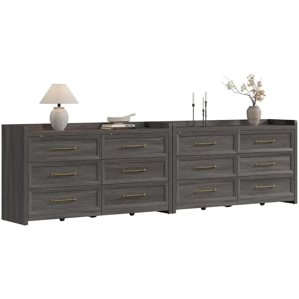 

6 Drawer Dresser for Bedroom112.8 ExtraWide Wooden Chest of Drawers with Large Storage, Long Dresser TV Stand with Drawers, Mod