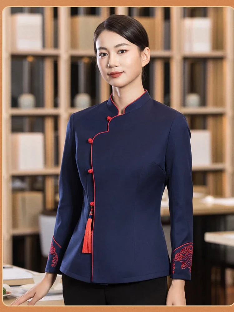 Hotel Restaurant Waiter Uniforms Long-sleeved Catering Food Service Waiter Overalls Fast Food Chef Western Restaurant Jacket