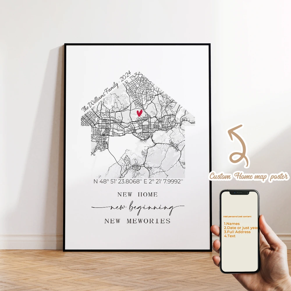 

Customized Family Maps And House Styles Wall Art Prints Canvas Painting Poster Picture For Living Room Home Decor