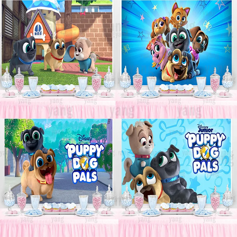 Disney Cartoon Photography Backgronds Puppy Dog Pals Bingo Et Rolly Kids Boys Birthday Party Backdrops Custom Supplier Vinyl