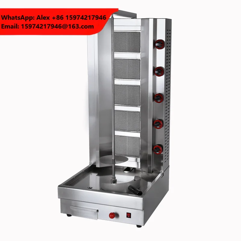 Gas Shawarma Machine Commercial For Restaurant Rotisserie Wholesale 5 Burners Automatic Rotating Indoor Kitchen