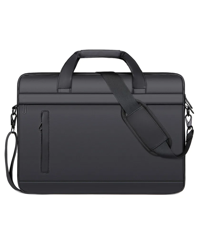 Black Professional Laptop Bag With Adjustable Shoulder Strap Side Zipper Pocket Water Resistant Material For Business And Daily