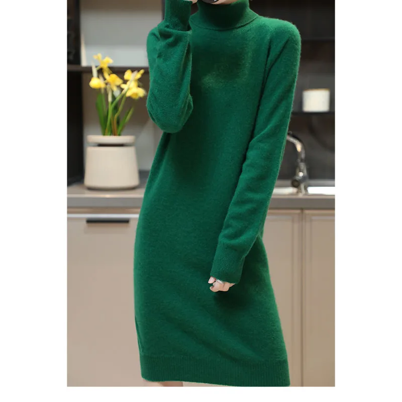 High Elasticity Soft Sweaters For Lady 100% Wool Pullovers 2022 New Arrival Cashmere  Autumn/Winter Knitted Female Long Dresses