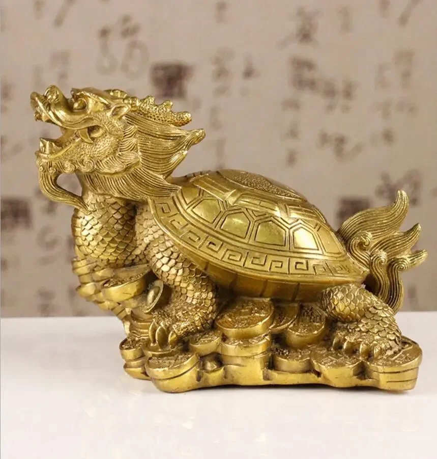 Copper Statue Kaiguang pure copper eight trigrams Dragon Tortoise ornament gold tortoise household Dragon Tortoise office deskto