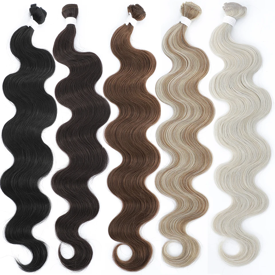 Body Wave Bundles Brazilian Hair Weave Bundles Deal 1/3/4 PCS 1B/Natural/Brown/Piano Blonde Synthetic Hair Extensions