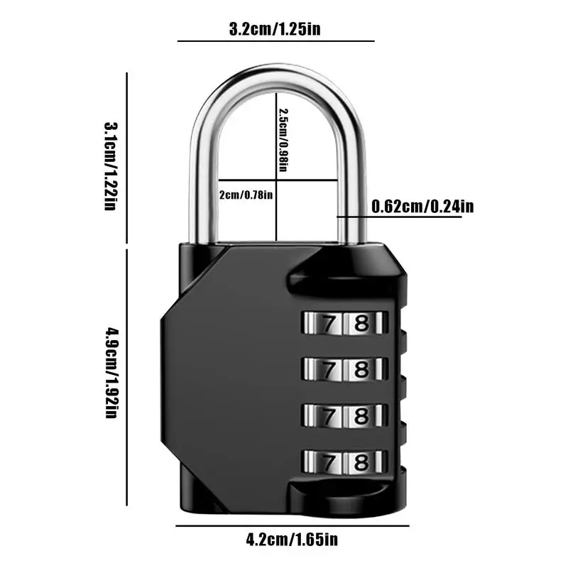 4-digit Password Padlock Outdoor Gate Combo Lock Gym Locker Antitheft Combination Lock Luggage Travel Safety Lock for School Gym