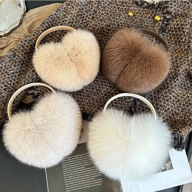 Luxury Winter Fashion Unisex Genuine Mink Fur Earmuffs With Velvet Band Mens Womens Foldable Ear Warmer Real Fur Ear Muff