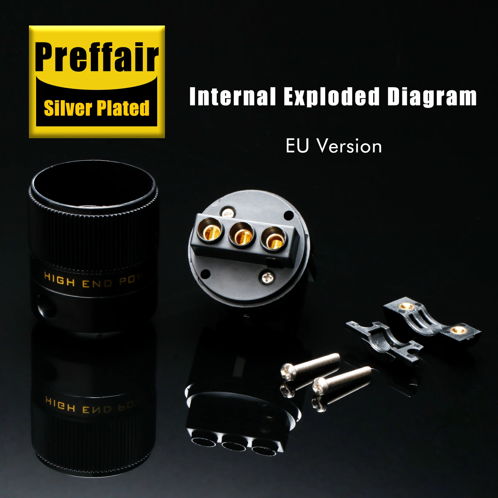 Preffair P078 Hi-End Schuko Power Plug EU plug Male&Female Power Plug 24K Gold/Rhodium/Silver Plated Connectors for HIFI DIY