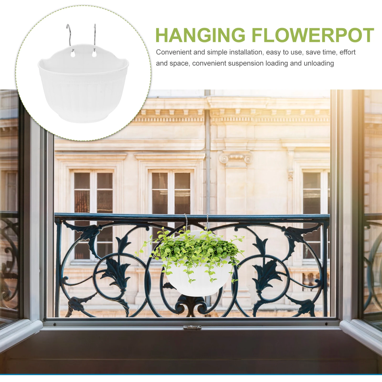 

Plastic Green Flower Pot Decorative Hanging Planter Sturdy Balcony Garden Flowerpot Plastic Plant Pot