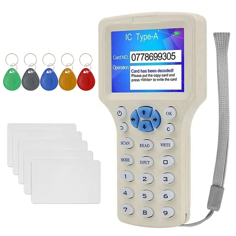 [NEW A09R!】 RFID NFC Smart Card Reader +5XT5577 Keychain/Card RFID Duplicator 125K 13.56Mhz IC/ID Key Writer RFID Replicator