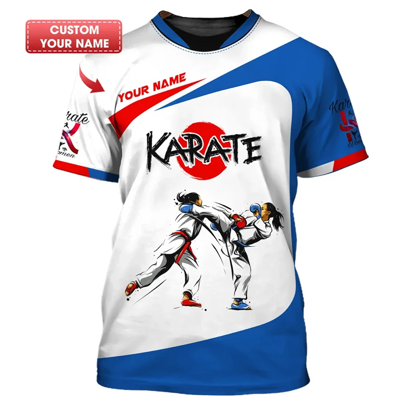 Fashion Karate Sports Men's T-shirt Funny Tiger Pattern 3D Customize Name Print Tees Casual O-neck