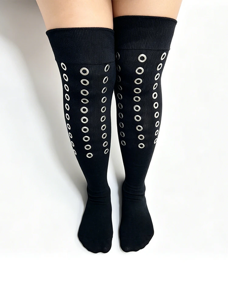 Gothic retro fashion willow nail print long socks Harajuku slim fit knee high socks Y2K style cosplay cute fashion socks Kawaii