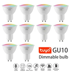 1-10pcs tuya gu10 led rgb smart glühbirne dimmbar gu10 6w wifi led magische lampe ac 85-265v 110v 220v arbeiten mit alexa google home