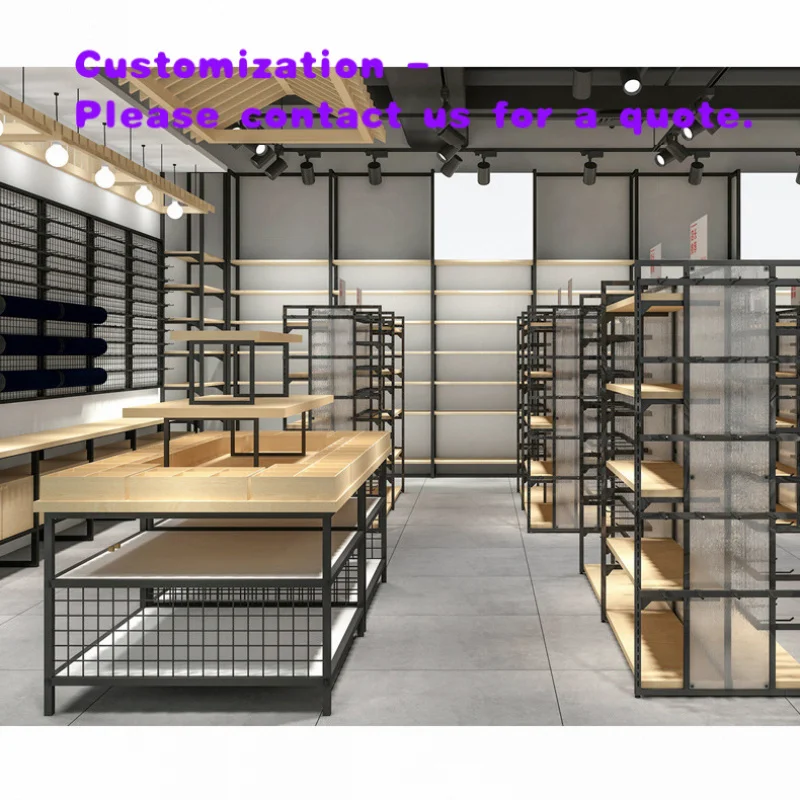 custom.Supermarket Stationery Shelf Double Sided Backboard Iron Wood Island Snack Pet Maternal and Supplies Display Rack S