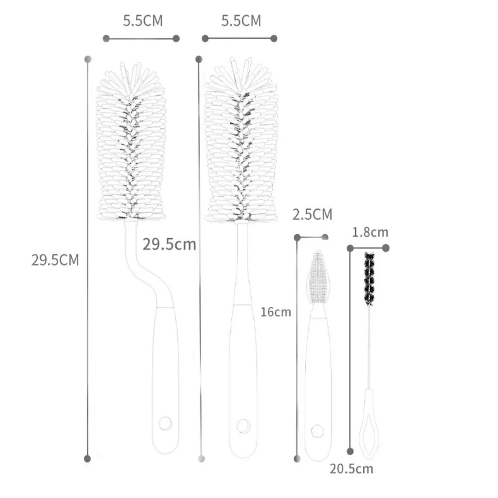 Sikat pembersih botol silikon cuci, alat dapur gelas sikat kecil dot bayi penggosok sedotan
