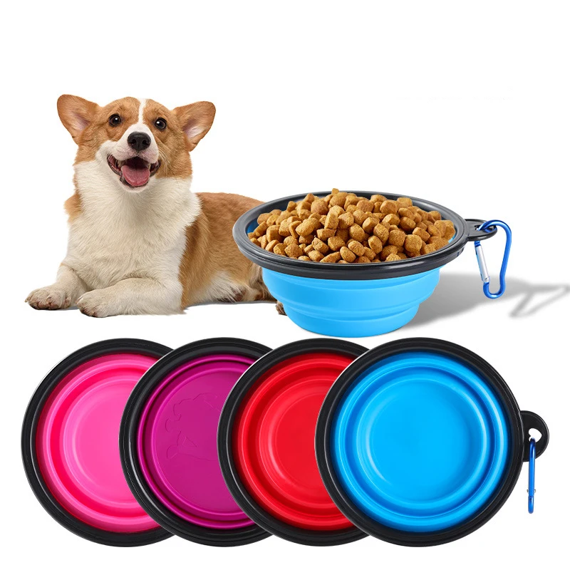 350ML/650ML Foldable Silicone Pet Bowl Portable Puppy Food Container Collapsible Feeder for Outdoor Camping Dog Accessories