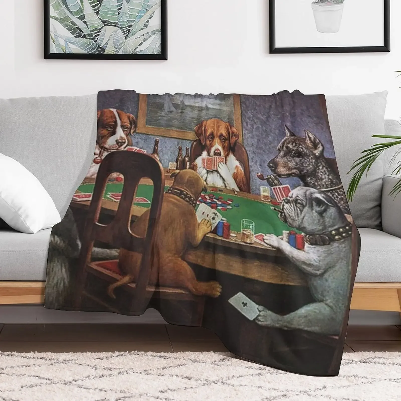 Dogs Playing Poker: A Friend In Need (High Resolution), C.M. Coolidge Throw Blanket Lightweight Warm Blanket for Travel Camping