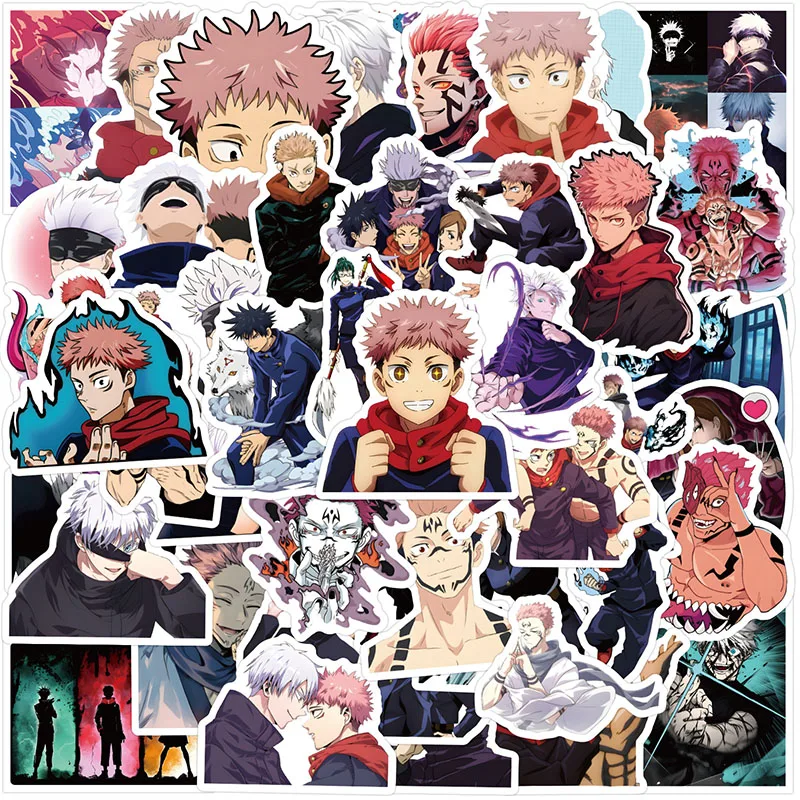 Jujutsu Kaisen Anime Figura Adesivos impermeáveis, DIY Adesivos, Telefone, Tronco, Geladeira, Brinquedos, Presente, 55Pcs