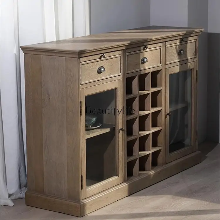 خزانة جانبية لتناول الطعام الريفية الأمريكية، عرض غرفة المعيشة، خزانة مدخل فرنسية قديمة، شقة صغيرة