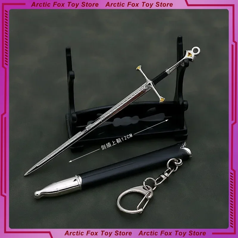 12cm Nogrod Anduril Narthil Schwert mittelalter liche periphere Schlüssel bund Waffe Modell Metall Action figuren Geschenk Spielzeug Spiel für Jungen Kind