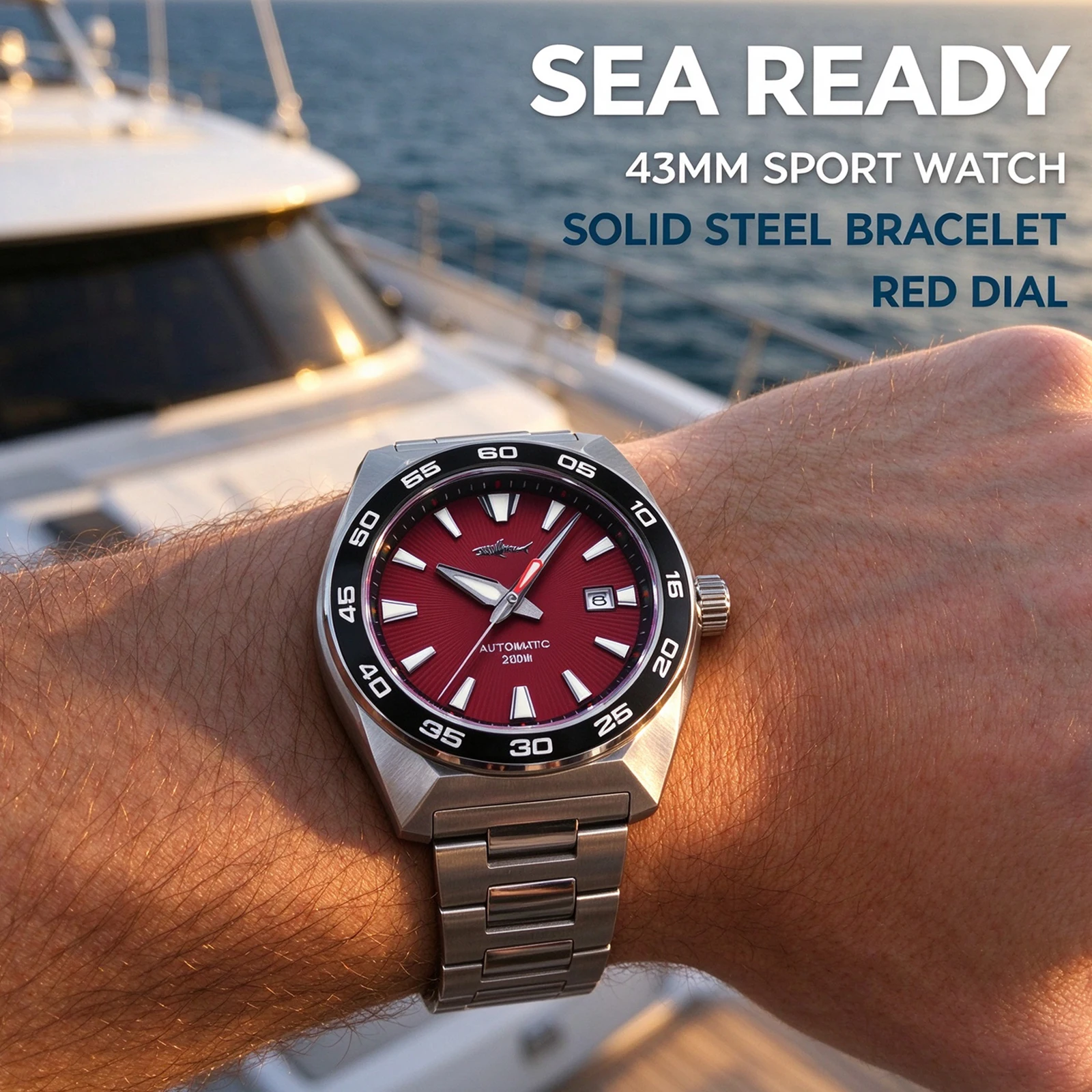 Heimdallr Mens Diver Watch 43mm NH35 Auto 200M Waterproof Sapphire Crystal Ceramic Bezel C3 Super Luminous 316L Steel Scuba Dive