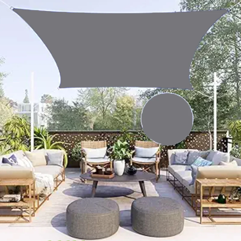 

Waterproof rectangular sunshade sail, sunshade cloth, polyester gray outdoor sunshade canopy, rain shelter, camping balcony