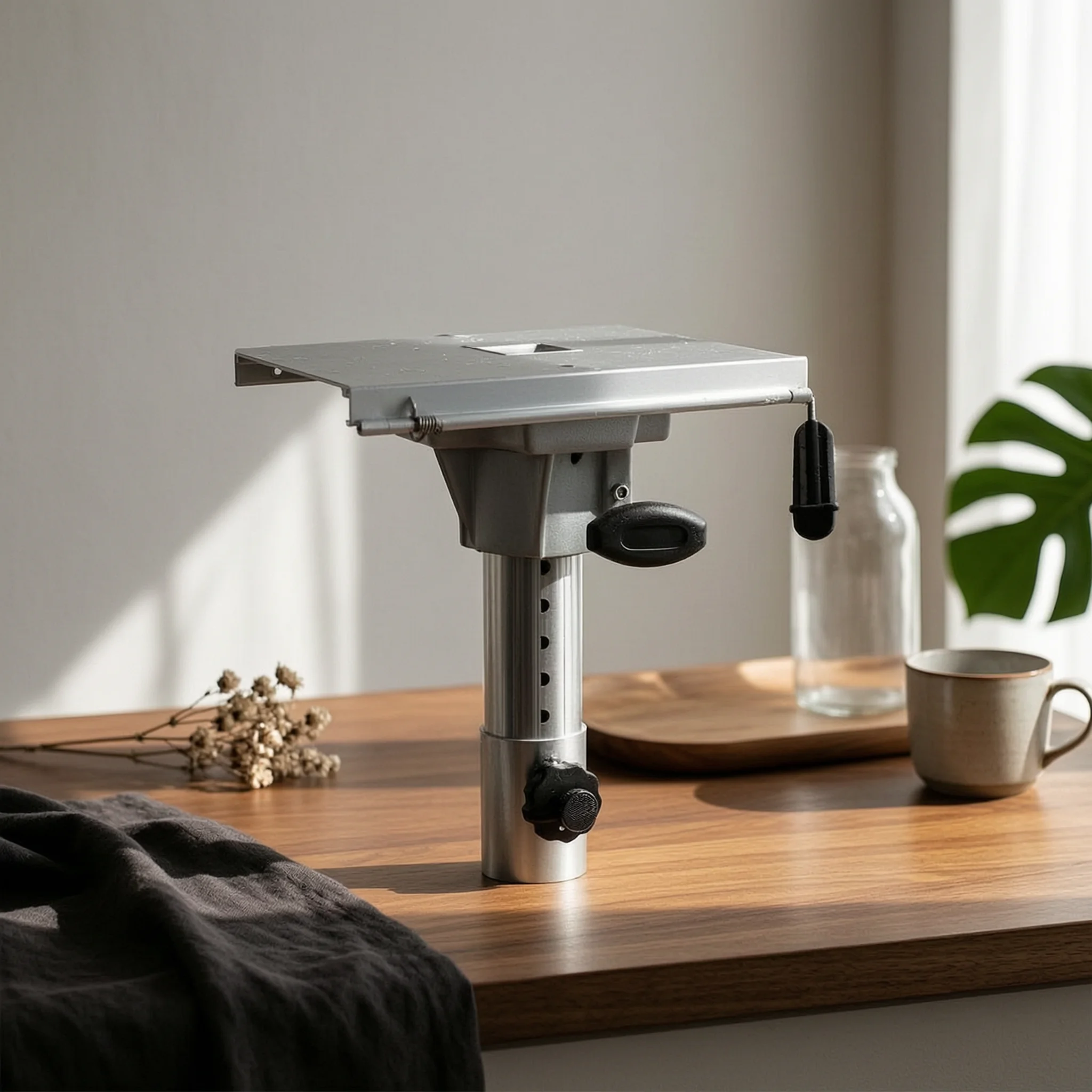 Seat Pedestal with Hand Crank Manual Boat Seat Pedestal with Base Plate Stable Easy to Install