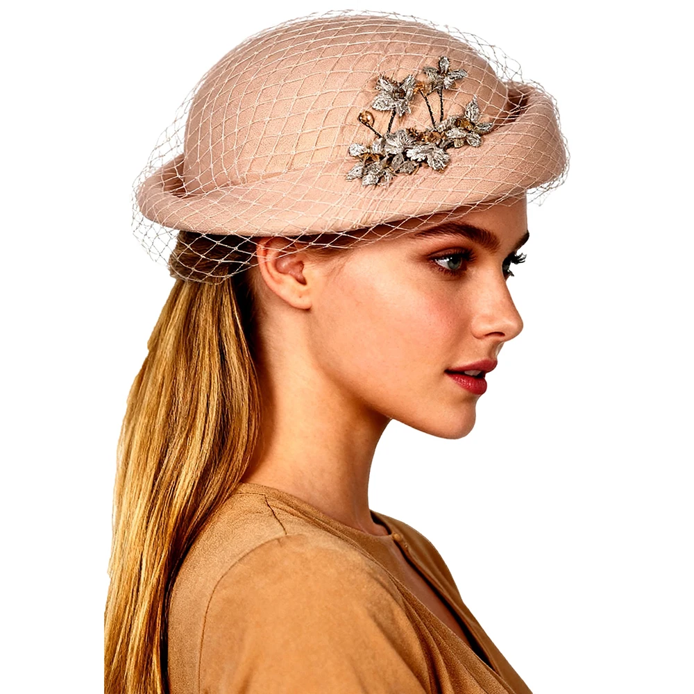 FS Luxury Brand Fascinator Hat French Veil Beret Caps For Women Elegant Camel Beige Church Hats Vintage Wedding‌ Bride Cap 2026