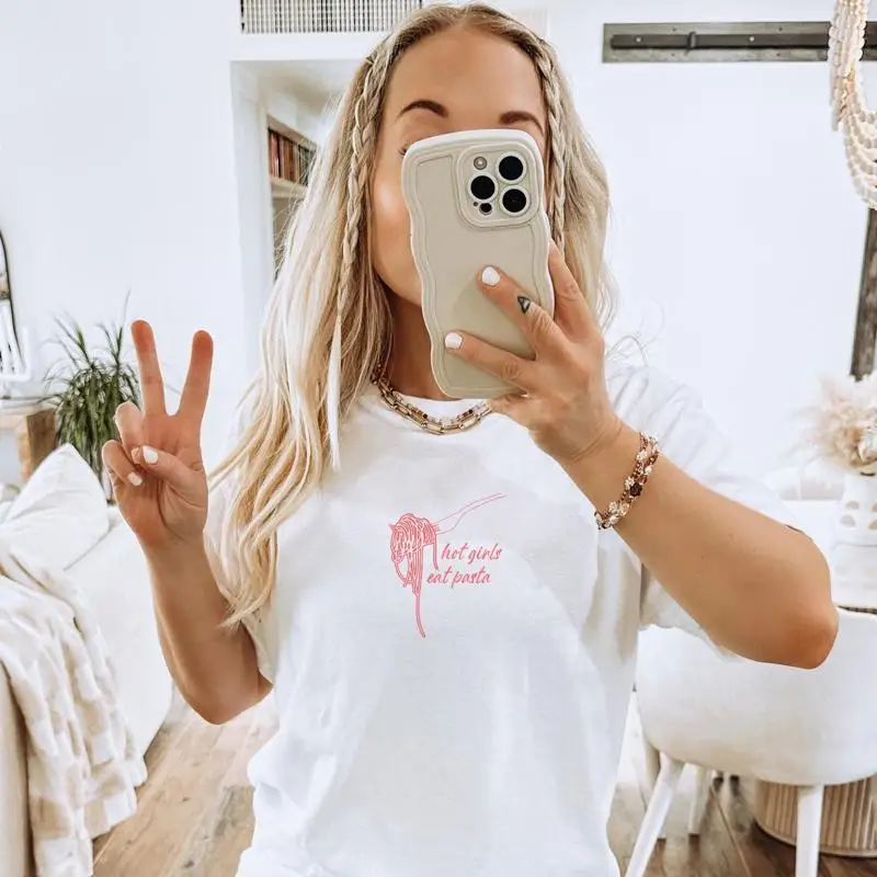 Camiseta Pasta La Dolce Vita Tomate Girl Summer Ciao Bella Italia S Spaghetti para mujer Colores cómodos de gran tamaño