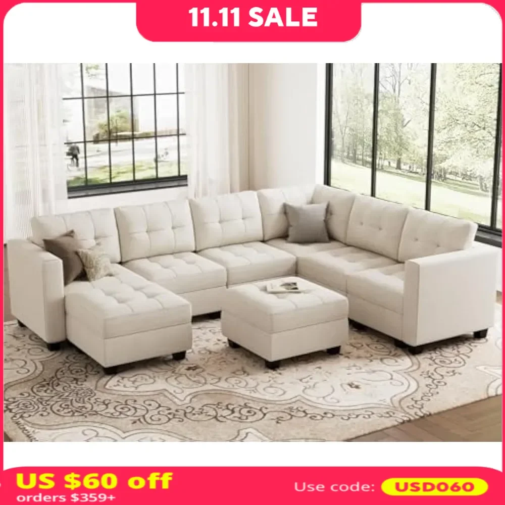 

U Shaped sectional sofa with Chaise Reversible, Oversized Modular Couch with Ottomans,Velvet Fabric Seats,Living Room Sofas.