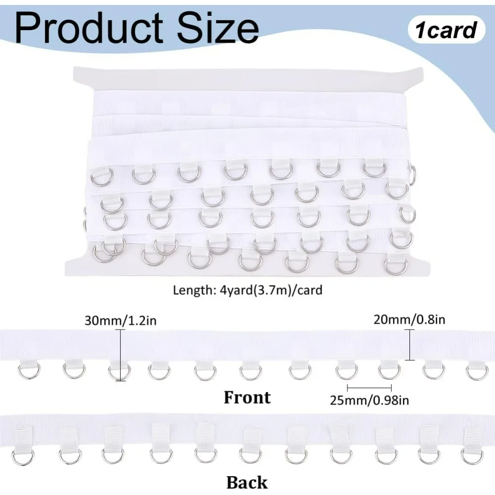 4 Yards White Grommet Trim with D Rings 1.2inch Eyelet Grommet Tape Eyelet Trimming Ribbon Strip Twill Tape for Sewing Garment