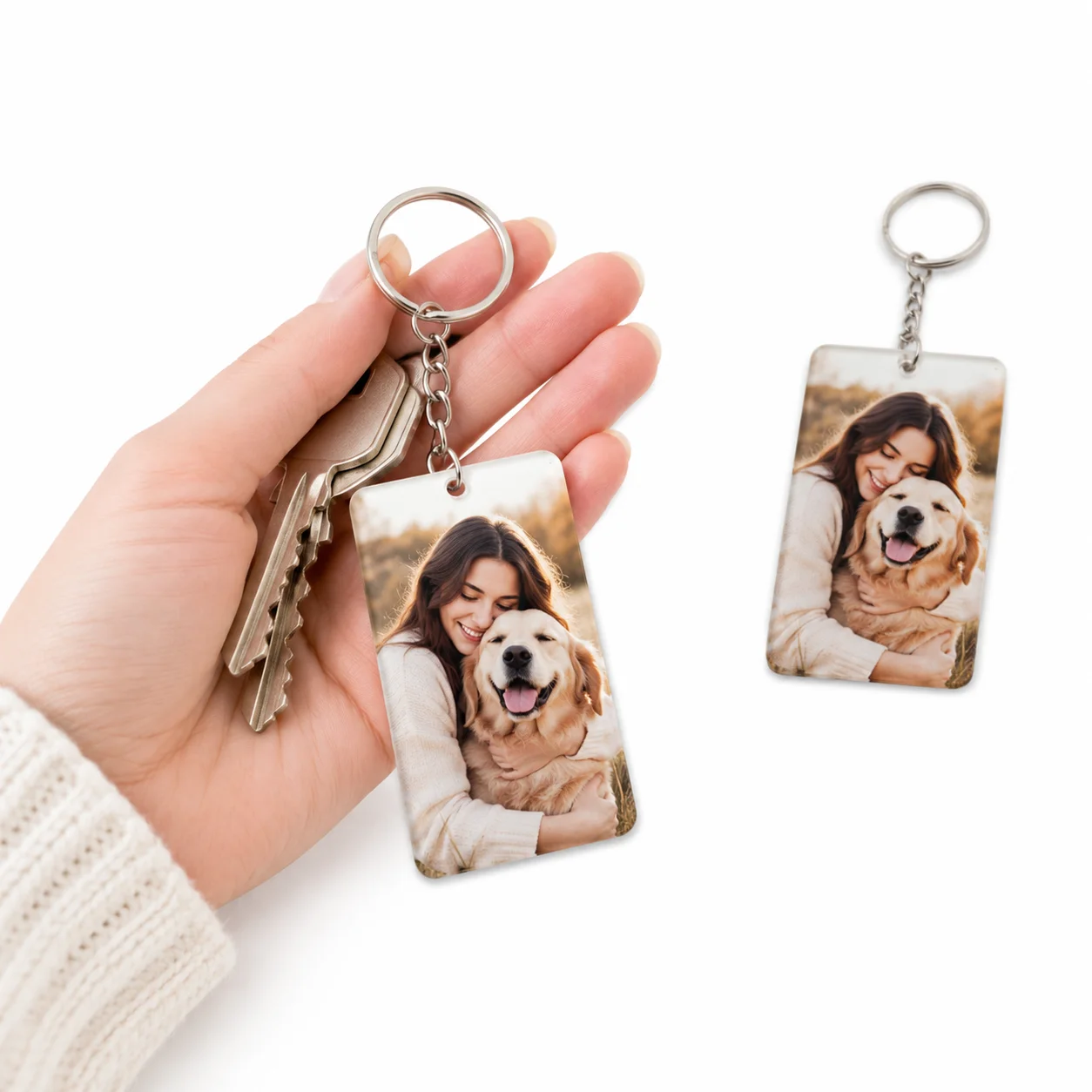 Personalized Custom Photo Keychain Logo Heat Transfer Acrylic Trendy Cute Pendant Bag Phone Accessory Creative Picture Gift Set