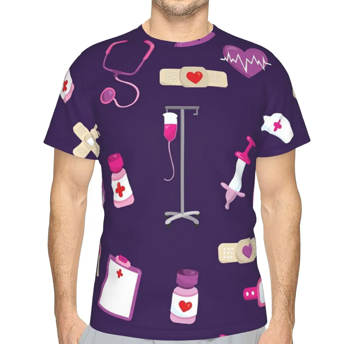 Hospital Medical Pattern Gift For Nursing Nurse 100% Cotton T-Shirt Men'sFashion T Shirts Men Round Neck Short Sleeve
