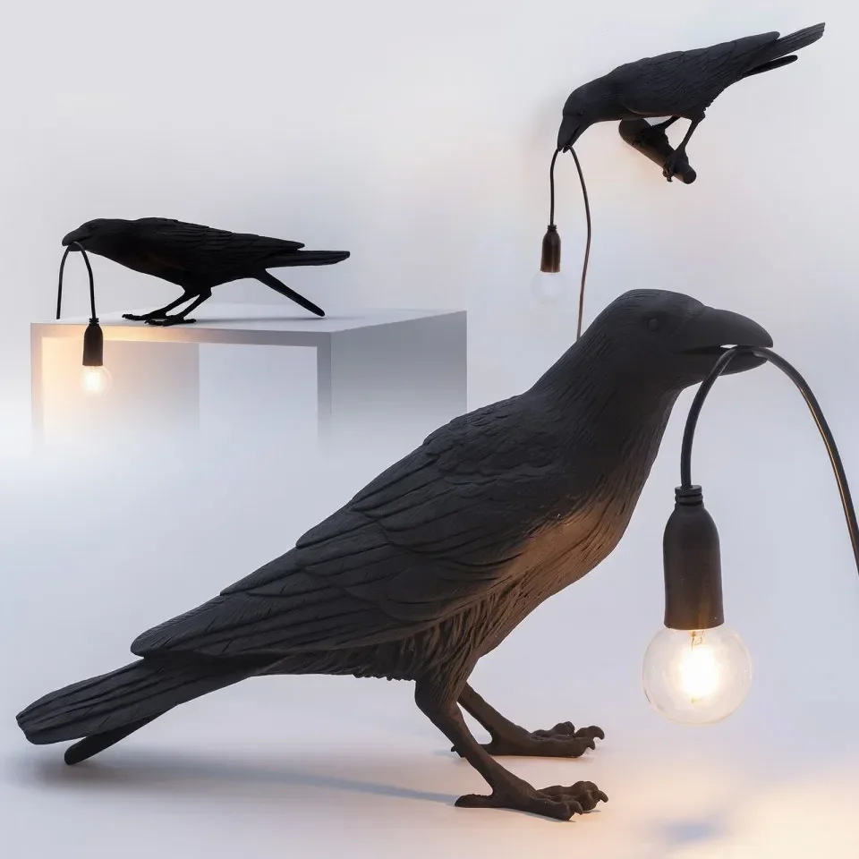 criativo auspicioso passaro abajur animal modelagem lampada resina parede luminaria loja decoracao luz lampada de parede 01