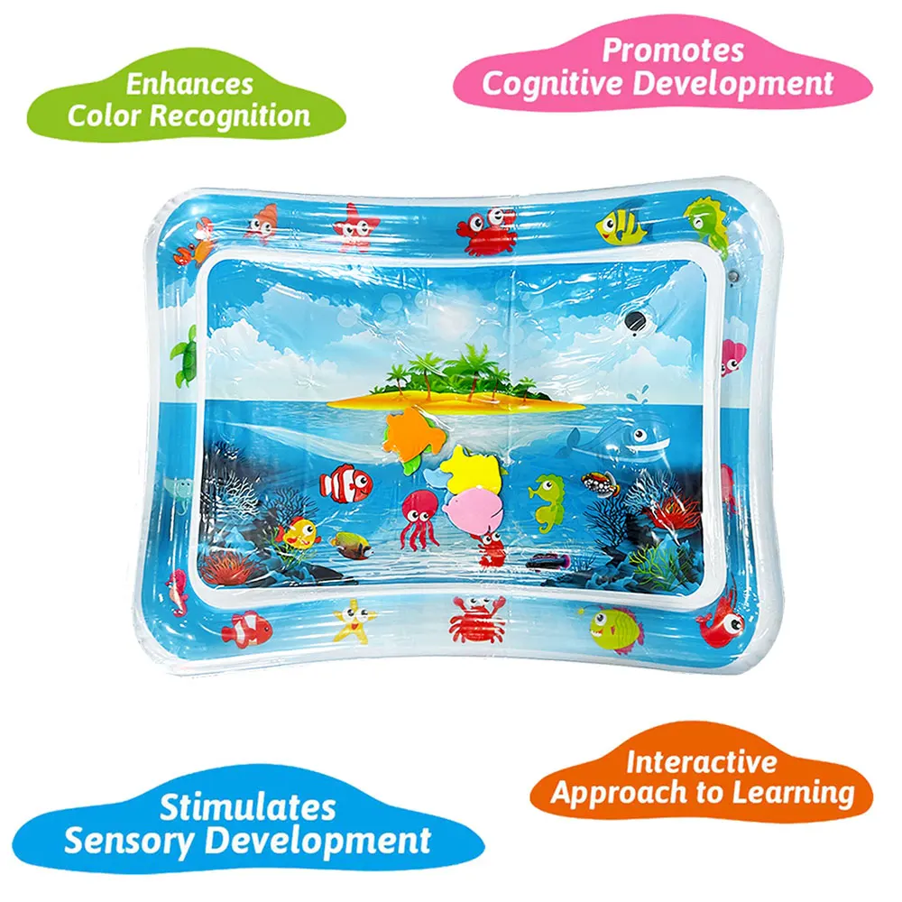 

1pc Square Inflatable PVC Baby Water Play Pad Island Children's Pad Early Education Activity Toy Cushion Children's Gift